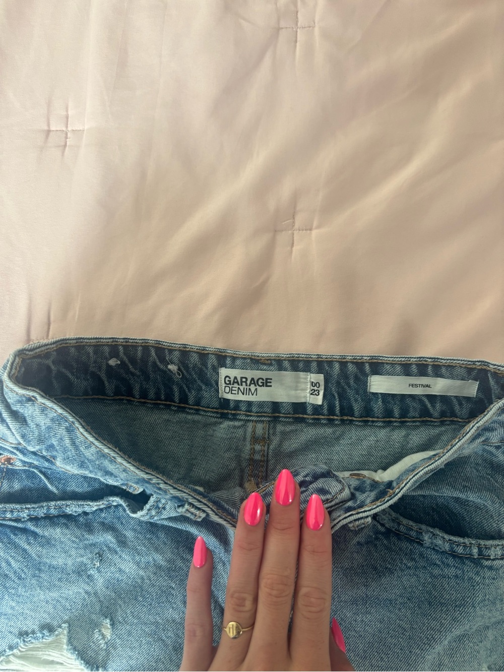 Garage Distressed Light Blue Denim Shorts - Picture 2 of 3